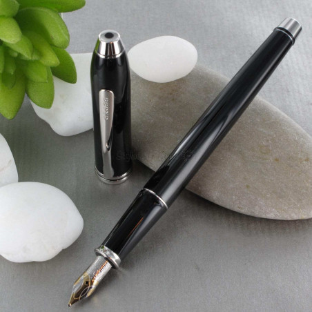 Stylo Plume Cross® Townsend Laque Noire/Plaqué Rhodium