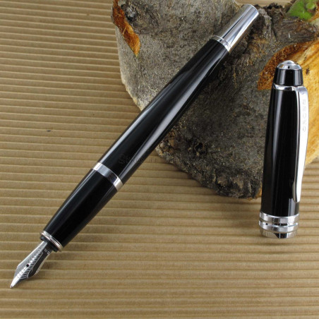 Stylo Plume Cross® Bailey Noir Laqué (Plume moyenne)