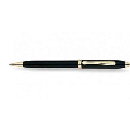 Stylo à Bille CROSS Townsend Laqué Noir, Finitions Rhodium Et Chrome - Neuf Avec étiquettes