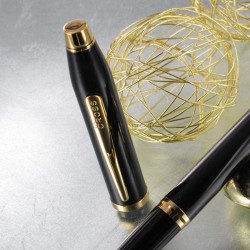 Stylo Roller Cross® Century II Précieux Laque Noire & Or 23 carats