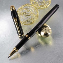 Stylo Roller Cross® Century II Précieux Laque Noire & Or 23 carats