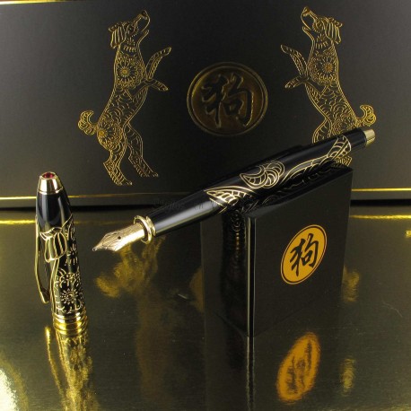 Stylo Plume Cross® "Année du Chien" Laqué Noir & Or