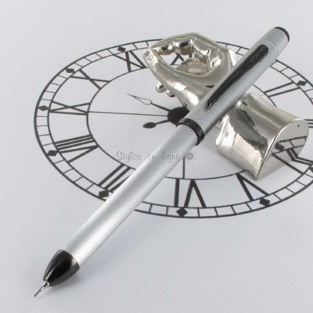 Stylo Multifonctions Cross® "Tech3+" Chromé Satiné Guilloché