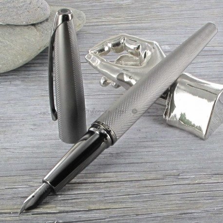 Stylo Plume Fine Cross® ATX Titane Sablé Guilloché