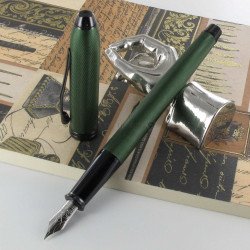 Stylo Plume Fine Cross® Townsend Vert Mat PVD Pointe de Diamant
