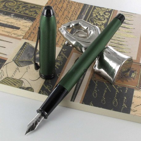 Stylo Plume Fine Cross® Townsend Vert Mat PVD Pointe de Diamant