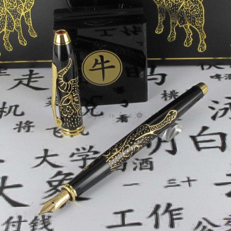 Stylo Plume Moyenne Cross® Townsend "Année du Buffle" Laqué Noir & Or 23 cts