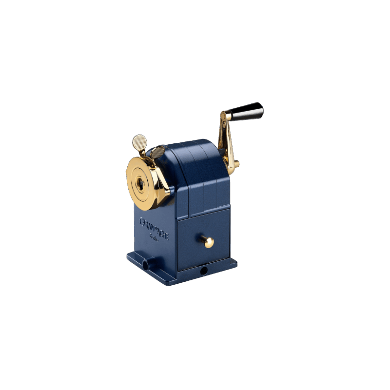 détail poignée dorée machine Cosmic Blue