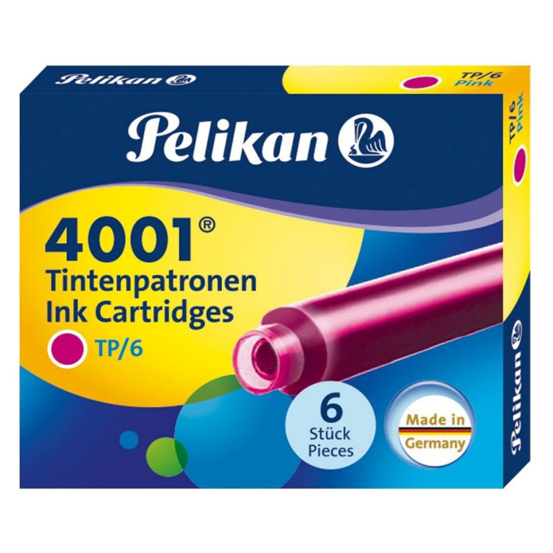 Cartouches d’encre Pelikan 4001 rose TP/6 pour stylo plume