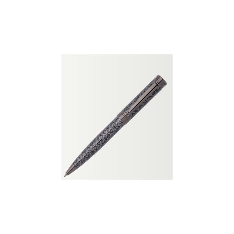 Stylo bille Cerruti 1881 finition gris anthracite avec motif géométrique gravé