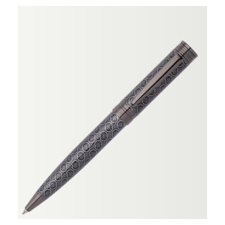 Stylo bille Cerruti 1881 finition gris anthracite avec motif géométrique gravé