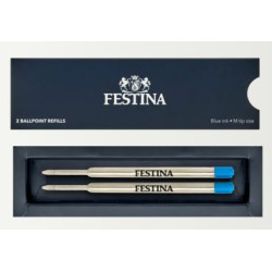 Deux recharges pour stylo bille Festina bleues taille M présentées dans leur coffret
