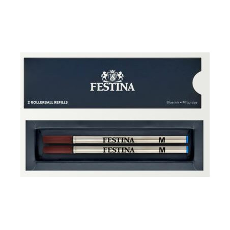 Deux recharges roller Festina bleues taille M présentées dans leur coffret