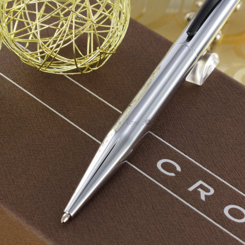 CROSS Tech2 Chrome - Stylo Bille + Stylet Tactile 2-en-1 | Mécanisme Tournant, Recharge Noire Incluse